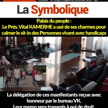 Palais du peuple : Le Prés. Vital KAMERHE a usé de ses charmes pour calmer le sit-in des Personnes vivant avec handicaps.