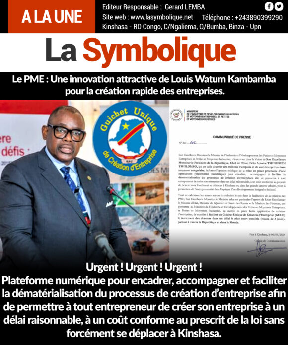 Le PME : Une innovation attractive de Louis Watum Kambamba pour la création rapide des entreprises.