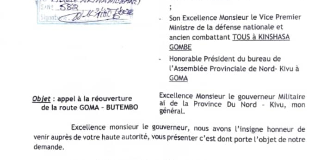 BUTEMBO : L’honorable KAMBALE KIBAKOSE Moïse plaide pour la réouverture de la route Butembo-Goma