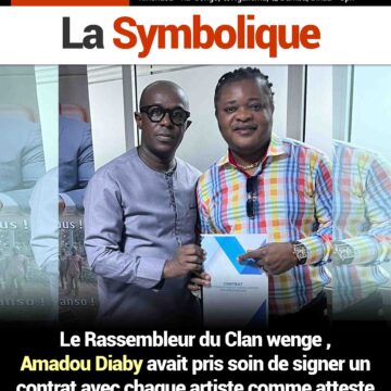 Le Rassembleur du Clan wenge , Amadou Diaby avait pris soin de signer un contrat avec chaque artiste comme atteste cette photo souvenir avec Seguin Mignon