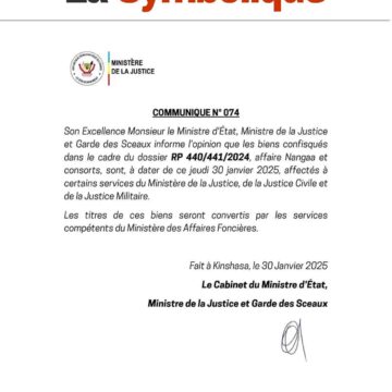 Ministère de la justice : Communiqué n°074