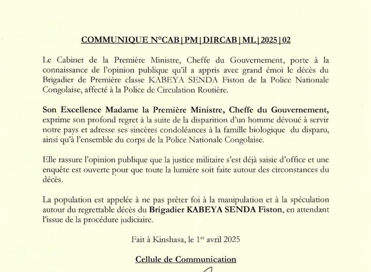 COMMUNIQUE N°CAB/PM/DIRCAB/ML/2025/02