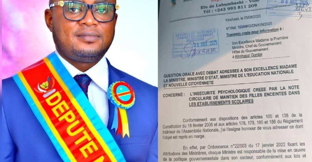 Ass. Nat : « Hon Mulimbi Kasongo Guelor se prive du repos Parlementaire pour la question des enfants » Question sensible, il appelle, la Ministre de l’Éducation Nationale à la barre !