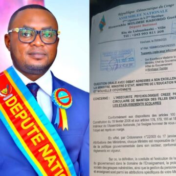 Ass. Nat : « Hon Mulimbi Kasongo Guelor se prive du repos Parlementaire pour la question des enfants » Question sensible, il appelle, la Ministre de l’Éducation Nationale à la barre !