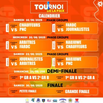 Tournoi de la Paix à Butembo : le coup d’envoi confirmé pour ce Samedi 16 août 2025